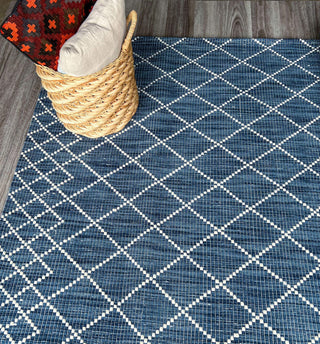 Elio Blue Lattice Wool Rug