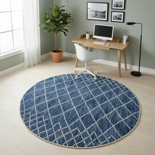 Elio Blue Lattice Wool Rug