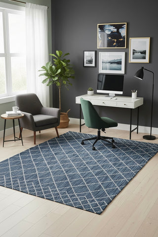Elio Blue Lattice Wool Rug